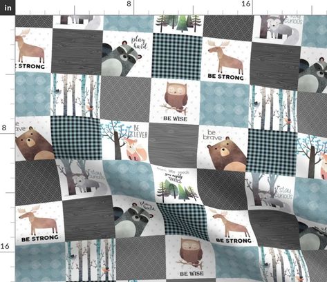 Patchwork, Patchwork Bear, Woodland Fabric, Woodland Bear, Baby Sheets, Woodland Critters, Bear Quilts, Cheater Quilt, Animal Quilts