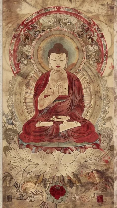 Buddha Hand Painting, Chinese Buddha Painting, Painting Of Buddha, Buddha Story, Buddhist Painting, God Buddha, Chinese Folklore, Buddha Drawing, Chinese Buddha