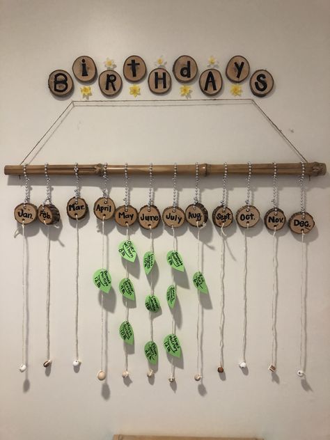 Reggio Inspired Classrooms Decor, Reggio Alphabet Display, Montessori Birthday Board, Birthday Wall Daycare, Natural Classroom Decor Reggio Inspired, Montessori Classroom Decor Ideas, Reggio Birthday Display, Reggio Bulletin Boards, Preschool Birthday Wall