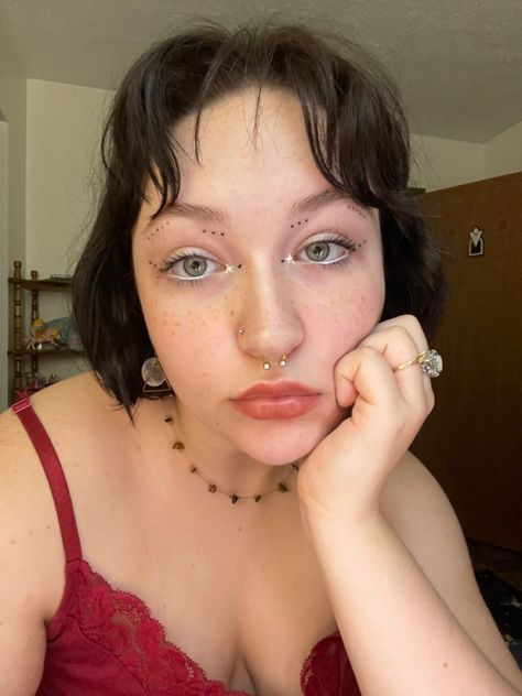 #makeup #hippie #blackhair #shorthair #septum #nosepiercings #jewelry Septum On Big Nose, Septum Piercing On Big Nose, Septum Piercing Big Nose, Septum Big Nose, Makeup Hippie, I Dont Belong Anywhere, Septum Hoop, Big Nose, Big Noses