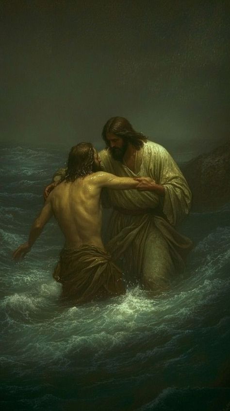 Christ The King Art, Jesus Knocking On The Door Picture, Jesus Painting Aesthetic, Goth Christian Wallpaper, Catholic Profile Pictures, Jesus And Peter Walking On Water, Jesus Carrying Me, Jesus Christ Wallpaper Aesthetic, Jesus Profile Picture