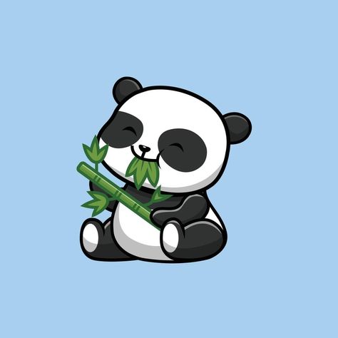 Chibi Eating, Panda Bear Drawing, Hood Drawing, Bamboo Illustration, Bamboo Drawing, Panda Icon, Panda Images, Panda Illustration, Panda Drawing