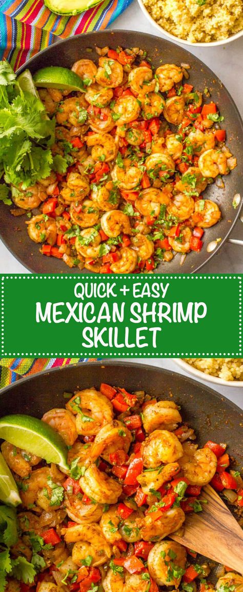 Quick Mexican Recipes, Mexican Shrimp Recipes, Skillet Shrimp, Mexican Shrimp, Mexican Dinner, Easy Mexican, Shrimp Dishes, Mexican Dishes, Seafood Dishes