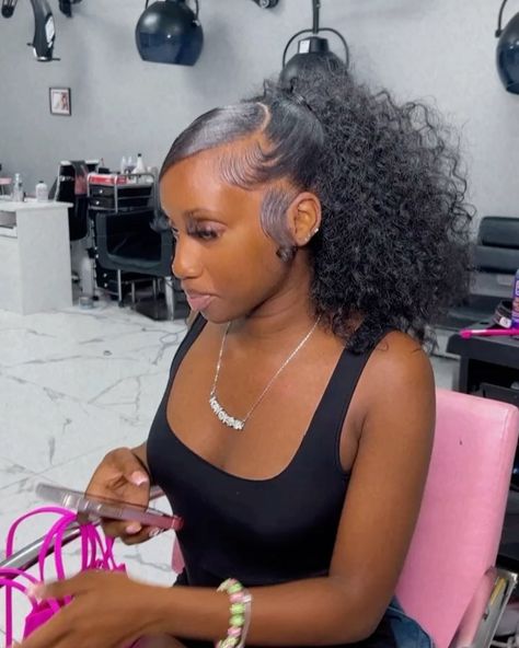 Puffy Ponytail With Swoop, Side Swoop Curly Ponytail, Mid Ponytail With Swoop, High Curly Ponytail With Swoop, High Swoop Ponytail Weave, Swoop High Ponytail Weave, Low Swoop Ponytail Weave Curly, Swoop Ponytail Curly Hair, Swoop With High Ponytail