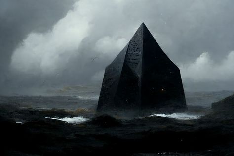 black pyramid digital art Monolith Art, Dystopian Fashion, Black Pyramid, Brutalism Architecture, Armor Concept, Futuristic Architecture, Brutalism, Pyramid, Old World