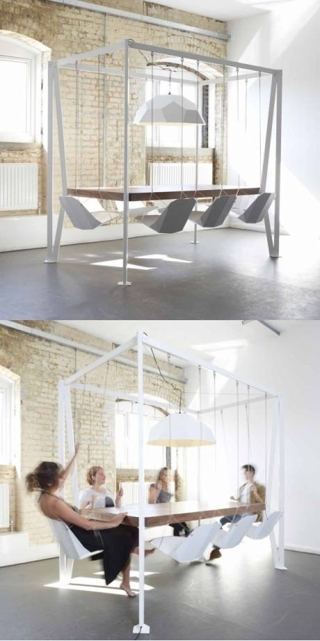 Swinging table - Win Picture | Webfail - Fail Pictures and Fail Videos Recreational Room, Swing Chair, Meeting Table, Interior Design Companies, Office Interior Design, Design Business, Formal Dining Room, 인테리어 디자인, Bangalore