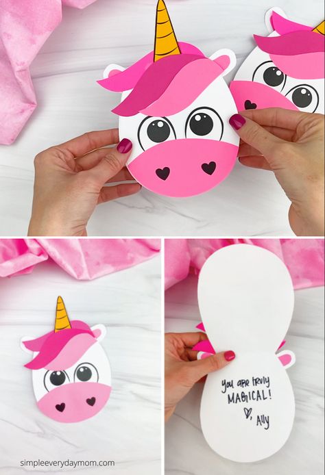 Unicorn Birthday Cards Diy, Unicorn Valentine Cards Free Printable, Unicorn Handmade Cards, Unicorn Card Template, Unicorn Birthday Card Free Printable, Unicorn Card Diy, Unicorn Card Ideas, Unicorn Birthday Card Ideas, Unicorn Birthday Cards Handmade