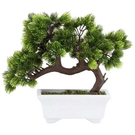 Artificial Bonsai Tree, Faux Fake Plant with Pot for Indoor Home Decor, Green & White, 10.3 x 5 x 9.4 in. - Walmart.com Fake Bonsai Tree, Artificial Bonsai Tree, Bookshelf Decoration, Pine Bonsai, Tree Planters, Mini Bonsai, Willow Leaf, Silk Plants, Bonsai Plants