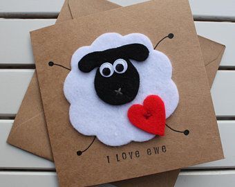 Welsh Crafts, Valentine Card Handmade, Card For Valentines Day, Crochet A Heart, Sheep Cards, Sheep Crafts, Jw Pioneer Gifts, Valentine Messages, Eid Crafts