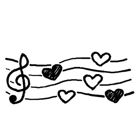 Mini Notes Ideas, Music Cute Drawing, Aesthetic Heart Drawing, Music Related Drawings, Music Notes Aesthetic, Heart Drawing Aesthetic, Music Notes Design, Hearts Icon, Spotify Art