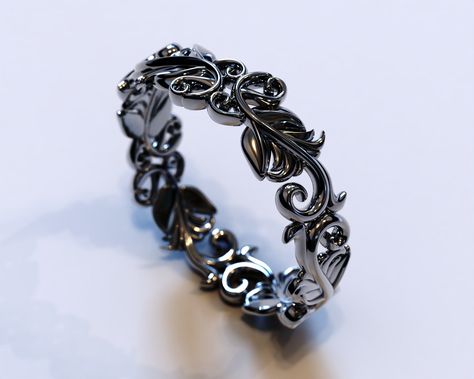 "A perfect Black Gold Leaf Wedding Band for the woman you love. Gothic Style ★See A Video Of This Amazing Ring Here★ https://youtu.be/BLmXIlqHyF4 💚PAYMENT PLAN-  Starting from $100 per Installment, You can get it now and pay for it later - contact us today for more details. ▬ ▬ ▬ ▬ ▬ ▬ ▬ ▬ ▬ ▬ ▬ ▬ ▬ ▬ ▬ ▬ 💚 Remember - With Vidar Boutique your satisfaction is GUARANTEED! ▬ ▬ ▬ ▬ ▬ ▬ ▬ ▬ ▬ ▬ ▬ ▬ ▬ ▬ ▬ ▬  Details  Details: SKU: VBWEDD02 Ring Details:  Metal/weight/detail: 14K Black Gold Back to our shop: https://etsy.me/2KvbWFN ★Ask for different karat pricing. ★Size: Please include your size at the \"message to seller\" during checkout.  ★Can be made to any size requested, ask us about it. ★Ring Sizing: No charge ★ VIDAR BOUTIQUE VALUES ★ ✔ Your satisfaction is GUARANTEED! (Please read our Goth Wedding Bands, Black Wedding Band For Women, Gothic Wedding Ring, Haunted Wedding, Black Gold Engagement Rings, Wedding Gothic, Nature Inspired Wedding Ring, Nature Wedding Ring, Wedding Ring Black