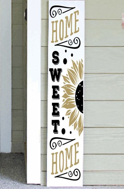 Home Porch Sign, Painted Paddles, Welcome Wood Sign, Welcome Signs Front Door, Wood Yard Art, Sunflower Crafts, Door Signs Diy, Wooden Welcome Signs, Decoupage Diy