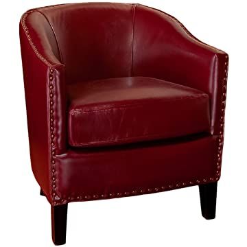 Amazon.com Shopping Cart Leather Barrel Chair, Living Room Pieces, Contemporary Armchair, Oxblood Leather, Leather Club Chairs, Oxblood Red, Modern Upholstery, Red Cushions, Stylish Chairs