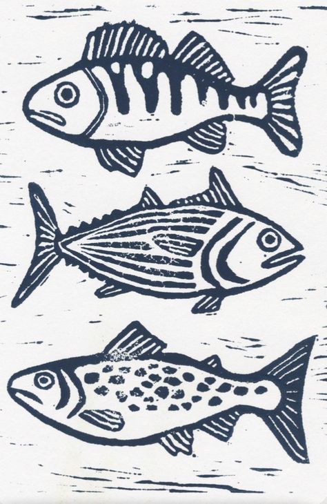 Fish Sticks, Linocut Printmaking, Lino Art, Linocut Art, Handmade Stamps, Fish Drawings, Encaustic Painting, Arte Inspo, Fish Print