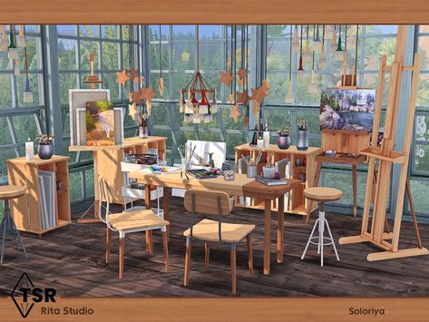 soloriya's Rita Studio Sims Cc Furniture, Artist Room, Mods Sims 4, Painters Studio, Sims 4 Studio, Sims 4 House Building, The Sims 4 Packs, Tumblr Sims 4, Casas The Sims 4