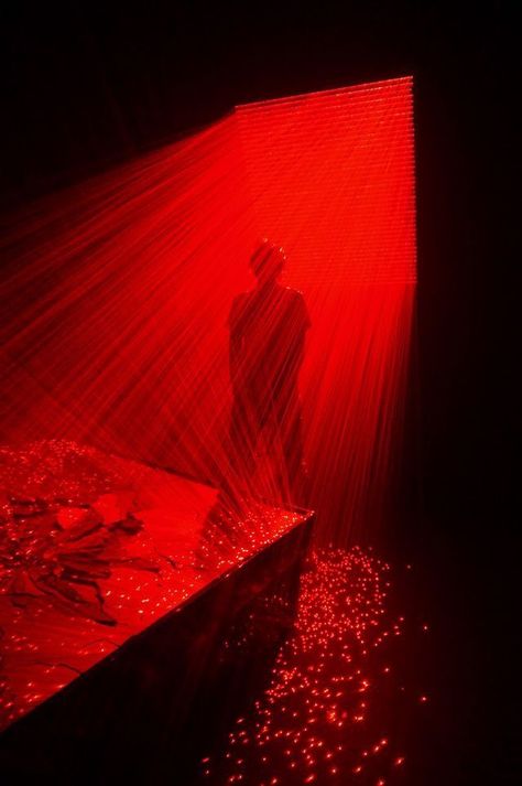 Red Installation Red Light, A Man, Red