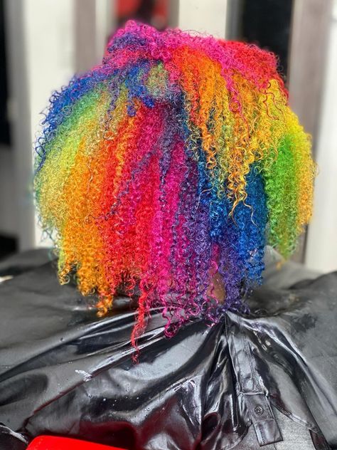 Rainbow Afro Hair, Rainbow Hair Black Women, Coily Hair Care, Short Bob Cut, Dyed Hair Men, Cute Hair Colors, Hair Instagram, Editorial Hair, Dyed Hair Inspiration