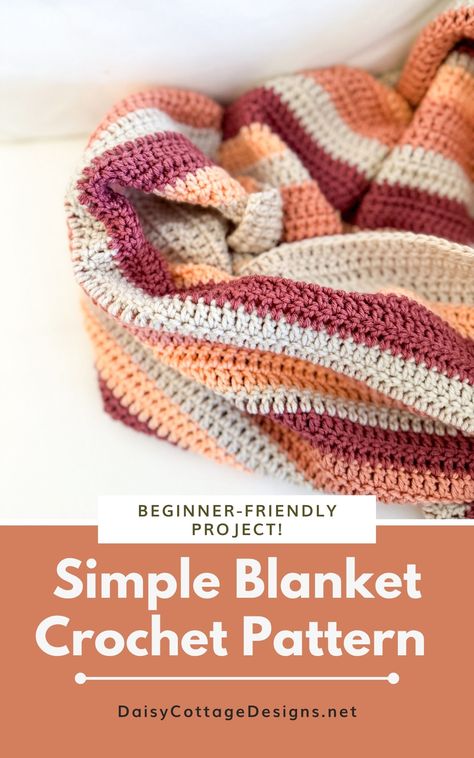 Learn how to crochet a cozy and stylish blanket using just one simple stitch. Perfect for beginners or anyone looking for a quick and easy project. The easy crochet pattern pattern is available in the blog post, and a video tutorial is included! Basic Afghan Crochet Pattern, Crochet Patterns Easy Blanket, Ideas For Crochet Blankets, Easy Single Crochet Blanket, Simple Single Crochet Projects, Free Crochet Patterns For Blankets Easy, Free Lap Blanket Crochet Patterns, Free Easy Crochet Afghan Patterns, Quick And Easy Crochet Blanket Pattern