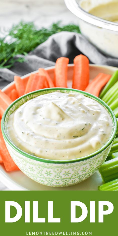 Homemade Dill Dip - made with just 6 simple ingredients! The perfect dip for fresh veggies, crackers, pretzels, or any of your favorites! Dill Dip Recipe Sour Cream And Mayo, Dill Dip Recipe Sour Cream, Homemade Dill Dip, Dill Veggie Dip, Dill Dip Recipe, Dill Dip Recipes, Vegetable Dip Recipe, Veggie Dip Recipe, Bagel Dip