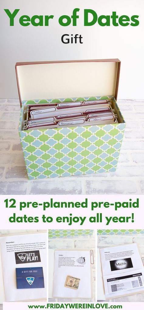 Year of Dates Gift- 12 pre-planned pre-paid dates, one for each month of the year to enjoy all year | 12 months of dates | romantic gift idea Year Of Dates Gift, Thoughtful Gifts For Him, Romantic Gifts For Him, Ideas Hogar, Boyfriend Diy, Year Of Dates, Relationship Gifts, Gifts For Boyfriend, Date Nights