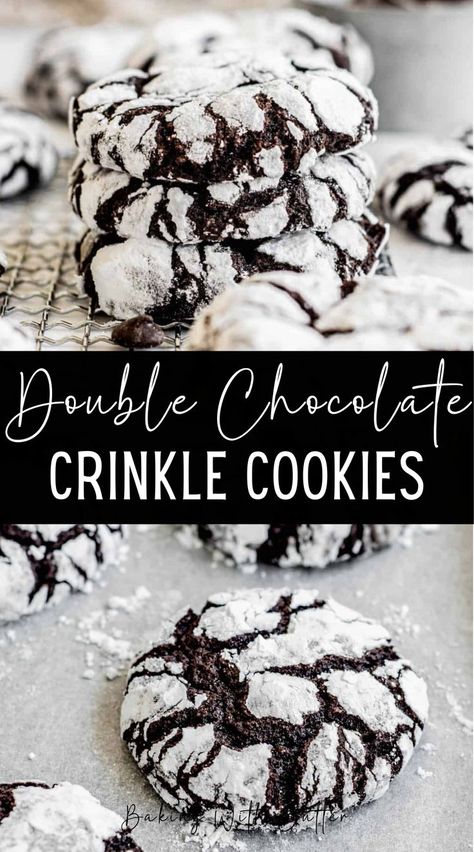 These double chocolate crinkle cookies are heaven for a chocolate lover. They have a rich chocolate flavor, fudgy centers with chunks of chocolate, and crinkly powdered sugar exteriors. Chocolate Crinkle Cookies Recipe, Burning Mountain, Strawberry Sugar Cookies, Crinkle Cookies Recipe, Chocolate Crinkle, Fudgy Brownie, Chocolate Crinkle Cookies, Powder Sugar, Recipes Cookies