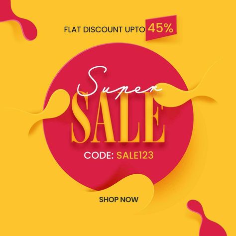 Super Sale Poster Design With Discount Offer On Red And Yellow Background. 50 Off Sale Poster, Super Sale Poster, Red Poster Design, Red And Yellow Background, Sale Poster Design, Poster Yellow, Discount Offer, Red And Yellow, Yellow Background