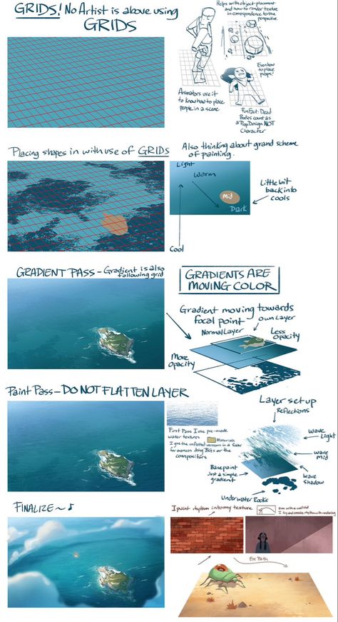 Water Tutorial, Moving Color, Bg Design, Digital Painting Techniques, Art Help, Coloring Tutorial, Digital Painting Tutorials, Sand And Water, Environment Concept Art