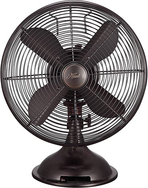 Amazon.com: Hunter Home Comfort Hunter Retro Table Fan, 12", Onyx Copper: Home & Kitchen Glam Office, White Plastic Plates, Metal Desk Legs, Table Fans, Hunter Fans, Mattress Pad Cover, Retro Desk, Pedestal Fan, Retro Fan