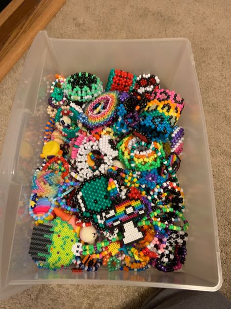 Kandi Storage, Scene Bracelets Kandi, Scene Kandi Singles, Gir Kandi Cuff, Rainbow Kandi Cuff, Scene Kandi Cuff, Scene Kandi, Kandi Cuff Patterns, Scene Core