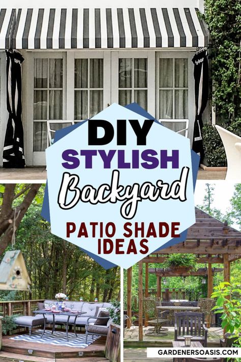 DIY Backyard Shade Ideas For a Cooler Deck or Patio | Arbors and Pergolas Diy Backyard Shade Ideas, Diy Backyard Shade, Outdoor Shade Ideas, Backyard Shade Ideas, Arbors And Pergolas, Patio Shade Covers, Diy Patio Cover, Diy Pergola Kits, Garden Patios