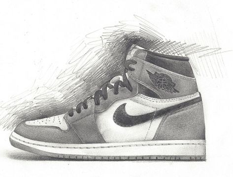 Shoes Drawing Sketches, Jordan Shoes Drawing, Nike Drawing, Air Jordan 1 Blue, Sneakers Sketch, Jordan 1 Blue, Markers Drawing Ideas, Pen Art Work, Nike Off White