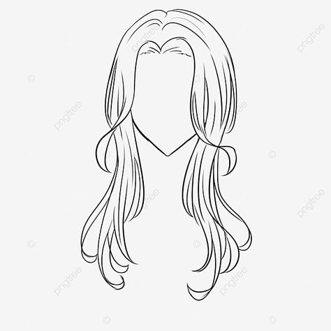 Head With Hair Drawing, Female Hairstyle Drawing, Line Art Hair, Hair Line Art, Proportion Drawing, Hair Styles Art, Body Proportion Drawing, Long Hair Drawing, Drawing Man