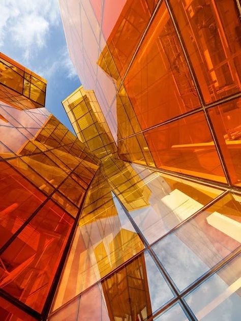 Ericsson Kista Building, Stockholm Interior Architects, Colour Architecture, Glass Building, Orange Aesthetic, Building Facade, Foto Art, Architectural Inspiration, Beautiful Architecture, Beautiful Buildings