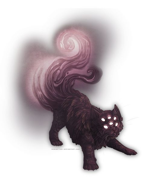 Cute Familiars Art, Fantasy Familiars Animals, Cat Fantasy Art Mythical Creatures, Fictional Animals Art, Mythical Cat Art, Fantasy Beast Concept Art, Fantasy Creature Design Animals, Fantasy Pet Art, Cat Familiar Art