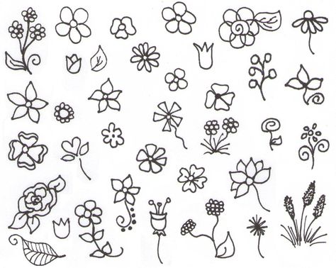 My Inspiration — Flower Doodles!                                                                                                                                                                                 More Small Flower Drawings, Small Easy Drawings, Simple Flower Drawing, 3d Templates, Easy Flower Drawings, Easy Drawing Steps, Simple Flower Design, Art Tumblr, Flower Sketches