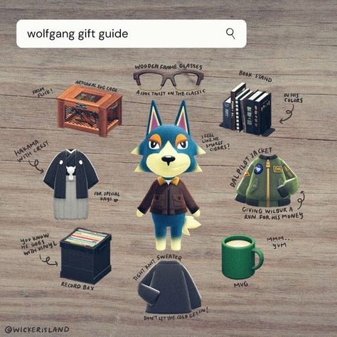 -ˏˋ⋆ c a r o l i n e ⋆ˊˎ- on Instagram: “-ˏˋ wolfgang gift guide ˊˎ-⠀ ⠀⠀ ⠀ expedited gift guide delivery for the sweetie @viridian.crossing! is it just me or are there a lot of…” Record Boxes, Geeky Humor, Animal Crossing Funny, Animal Crossing Guide, Island Theme, Animal Crossing Characters, Animal Crossing Villagers, Is It Just Me, Animal Crossing Game