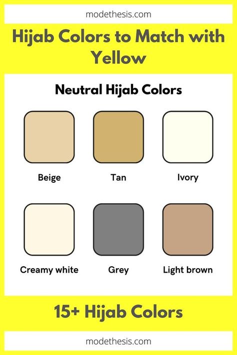 Hijab Colors to Match with Yellow, neutral hijab colors to wear with yellow dress, what hijab colors to wear with yellow dress, what hijab colors go well with yellow dress Neutral Hijab Colors, Basic Hijab Colors, Yellow Abaya Hijab Styles, Yellow Hijab Outfit Casual, Yellow Pastel Dress Outfit, Hijabi Yellow Outfit, Yellow Dress Hijab Outfit, Yellow Dress With Hijab, Yellow Shirt Outfit Hijab