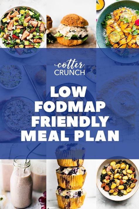 This Low FODMAP friendly Gluten Free Meal Plan is a great tool to help you resolve those pesky digestive issues. Learn what FODMAPS are, what foods they come from, and recipes for those who might be FODMAP sensitive. A great tool to help you resolve those unwanted digestive issues. #lowfodmap #glutenfree #mealprep #mealplan Low Fodmap Diet Plan, Fodmap Diet Plan, Fodmap Lunch, Fodmap Recipes Dinner, Low Fodmap Recipes Dinner, Fodmap Meal Plan, Fodmap Friendly Recipes, Low Fodmap Diet Recipes, Gluten Free Meal Plan