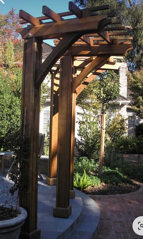 Curved Arbor, Trellis Arbor, Arbor Trellis, Backyard Wall, Grape Arbor, Front Landscape, Garage Pergola, Glamping Ideas, Community Ideas