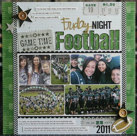 Sports Design Layout, Baseball Scrapbook, Friday Night Football, Scrapbooking Sports, School Scrapbook Layouts, School Scrapbook, Scrapbook Sketches, Scrapbook Page Layouts, Memory Books