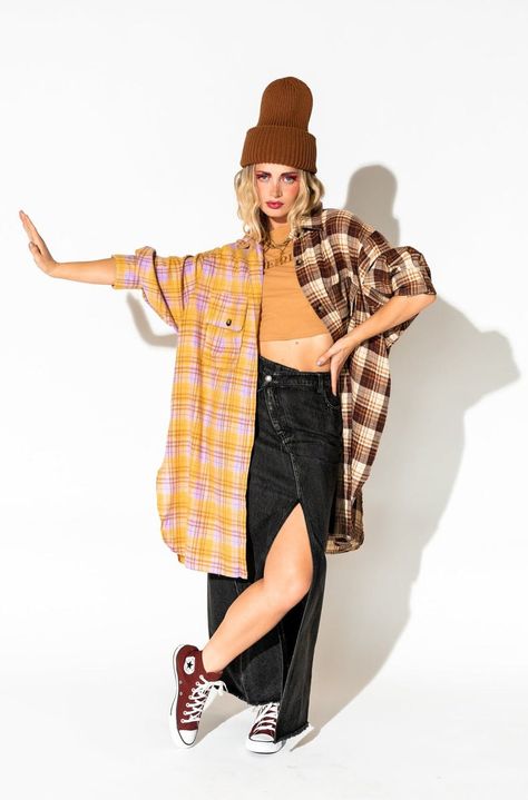 Dyke Fashion, Eclectic Fashion Style, Satin Playsuit, Oversized Grunge, Dressed In Lala, Grunge Flannel, Oversize Outfit, Layered Fashion, Blazer Set