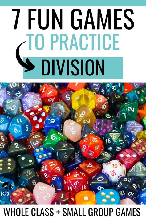 Division can be a tough math concept for elementary students to tackle. Check out this blog post for some of my favorite math games for division. Your upper elementary students will love these 7 division games to master this math skill. Some of these division games for kids includes math knockout, jeopardy, division bingo, division dice, and more. You can even grab a free math game here. Make sure you don’t miss all of these math games for upper elementary for division practice. Math Dice Games For Upper Elementary, Fourth Grade Math Games, Division Games 3rd, Division Activities 3rd Grade, Long Division Games, Teach Division, Teaching Long Division, 4th Grade Math Games, Teaching Division