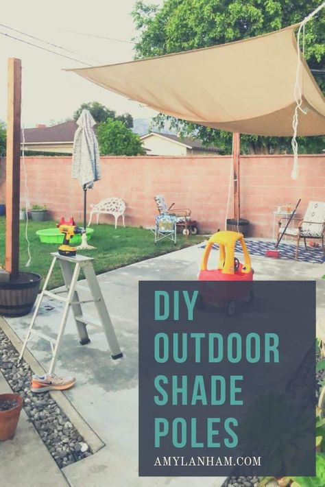 Diy Outdoor Shade, Deck Shade, Backyard Upgrades, Pool Shade, Backyard Shade, Diy Cushions, Diy Canopy, Diy Shades, Sun Sail Shade