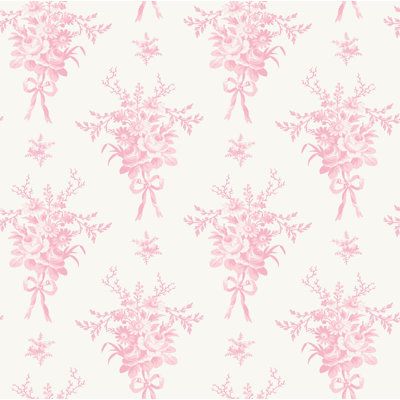 This vintage floral wallpaper is the dreamy, feminine accent you've been searching for! This wallpaper features bouquets of full-petaled roses and wildflowers on an antique white backdrop. Rosie arrangements is an unpasted, non-woven wallpaper. Color: Pink | LoveShackFancy Rosie Arrangements Bouquet Toss 33' L x 20.5" W Wallpaper Roll in Pink / White, Size 20.5 W in | Wayfair | Home Decor Wedding Bouquet Toss, Roses And Wildflowers, Vintage Floral Wallpaper, Kiss Pink, A Street Prints, Bow Wallpaper, Vintage Floral Wallpapers, Wallpaper Pink And White, Bouquet Toss