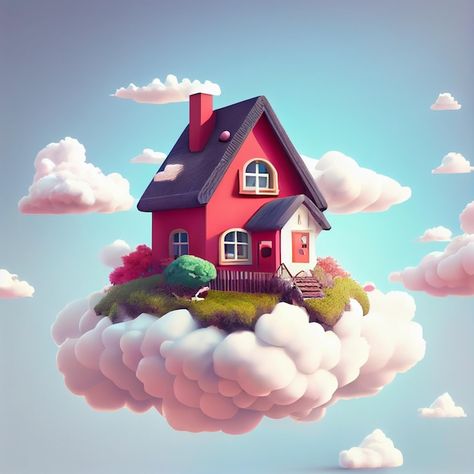 3d Ideas Design, House 3d Illustration, 3d Isometric Design, House Cartoon Illustrations, Dream House Illustration, House Design Illustration, House Poster Design, Cute House Illustration, Blender Stylized