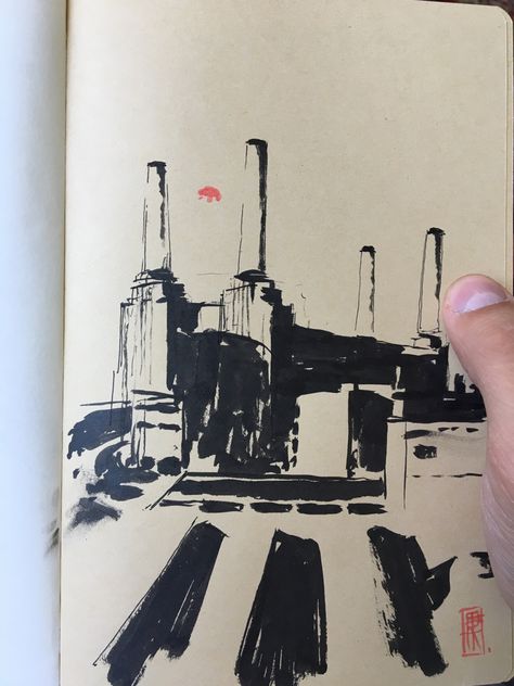 My ink drawing in sketchbook of Pink Floyd album Pink Floyd Sketch, Pink Floyd Art Drawings, Pink Floyd Animals Tattoo, Pink Floyd Drawing, Pink Floyd Aesthetic, Drawing In Sketchbook, Pink Floyd Tattoo, Pink Floyd Albums, Pink Floyd Art