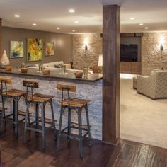 Rangement Art, Small Basement Remodel, Dream Basement, Basement Layout, Rustic Basement, Basement Remodel Diy, Modern Basement, Basement Inspiration, Basement Living Rooms