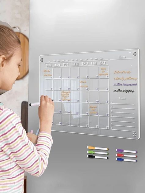 1pc 3d Transparent Fridge Magnet Acrylic Weekly Planner Memo Board Erasable Magnetic Sticker | SHEIN USA Planner Board, Refrigerator Decoration, Weekly Calendar Planner, Calendar Board, Planning Board, Fridge Stickers, Dry Erase Calendar, Magnetic Calendar, Refrigerator Sticker