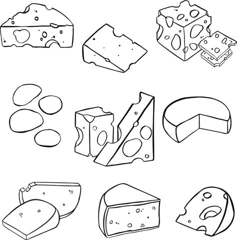 Cheese Illustration Design, Cheese Tattoo, Cheese Clipart, Cheese Logo, Cheese Illustration, Cheese Doodle, Baked Brie Cheese, Cheese Drawing, Boyfriend Scrapbook