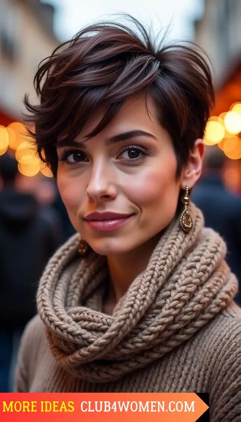 23 Top Winter Pixie Haircuts 2024-2025: Trendy Styles, Hair Care, and Outfit Ideas 2025 Short Hairstyles, Auburn Pixie, Trendy Short Hair Styles 2024, 2024 Pixie Hair Trends, Brown Pixie, Spiky Pixie Haircut Spikes 2024, Short Hair Styles 2024, 2024 Pixie Cut, Pixie 2024